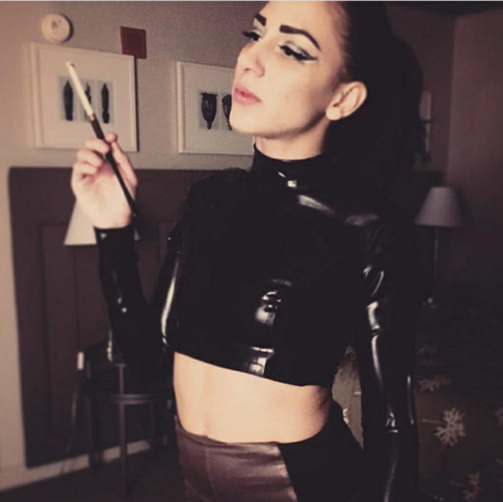 'Trinity' Latex Crop Top w Mock Turtleneck